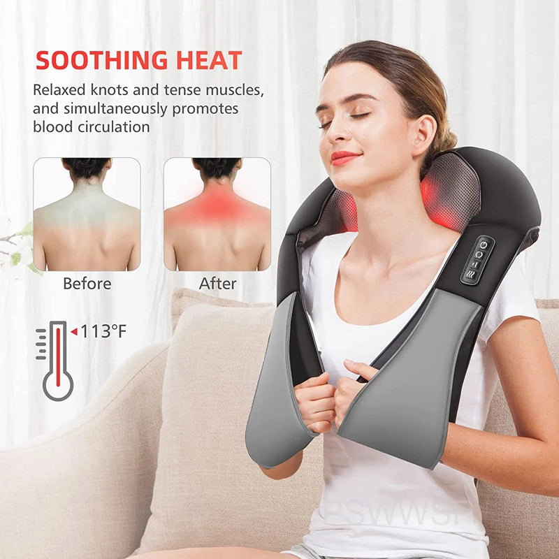 Shiatsu Massager with Heat - U-Shaped Electric Full Body Pain Relief